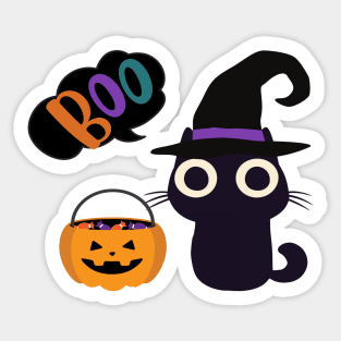 Cute Halloween Black Cat Sticker